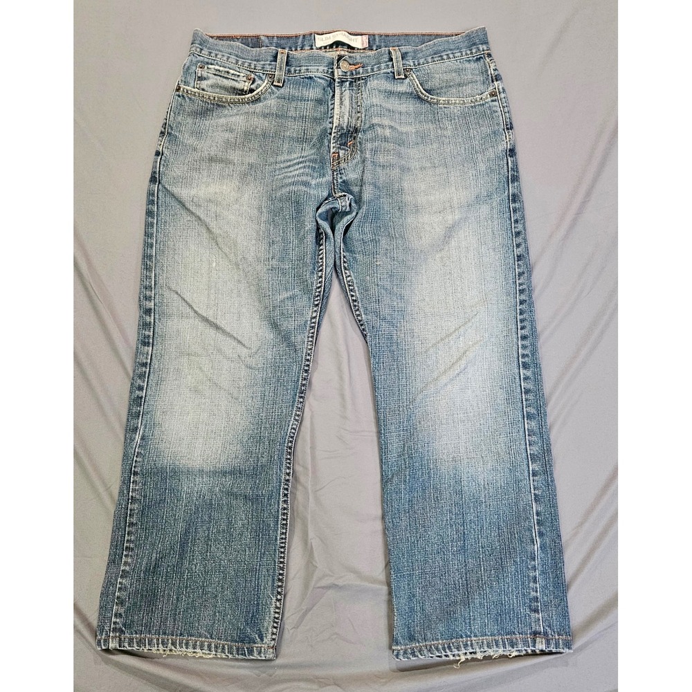 Vintage Levi's 514 Slim Straight Jeans Mens 36x30 Blue Distressed Denim Pants